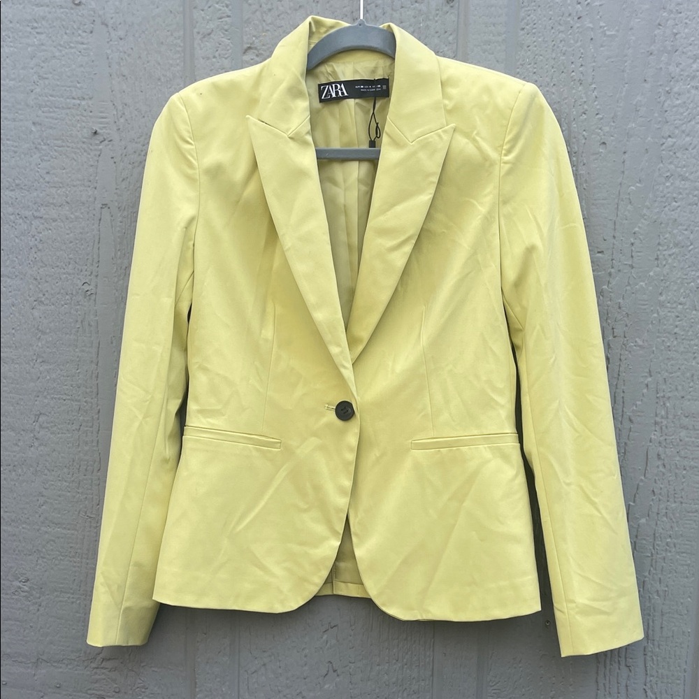 Zara Women's Light Yellow Suit Jacket